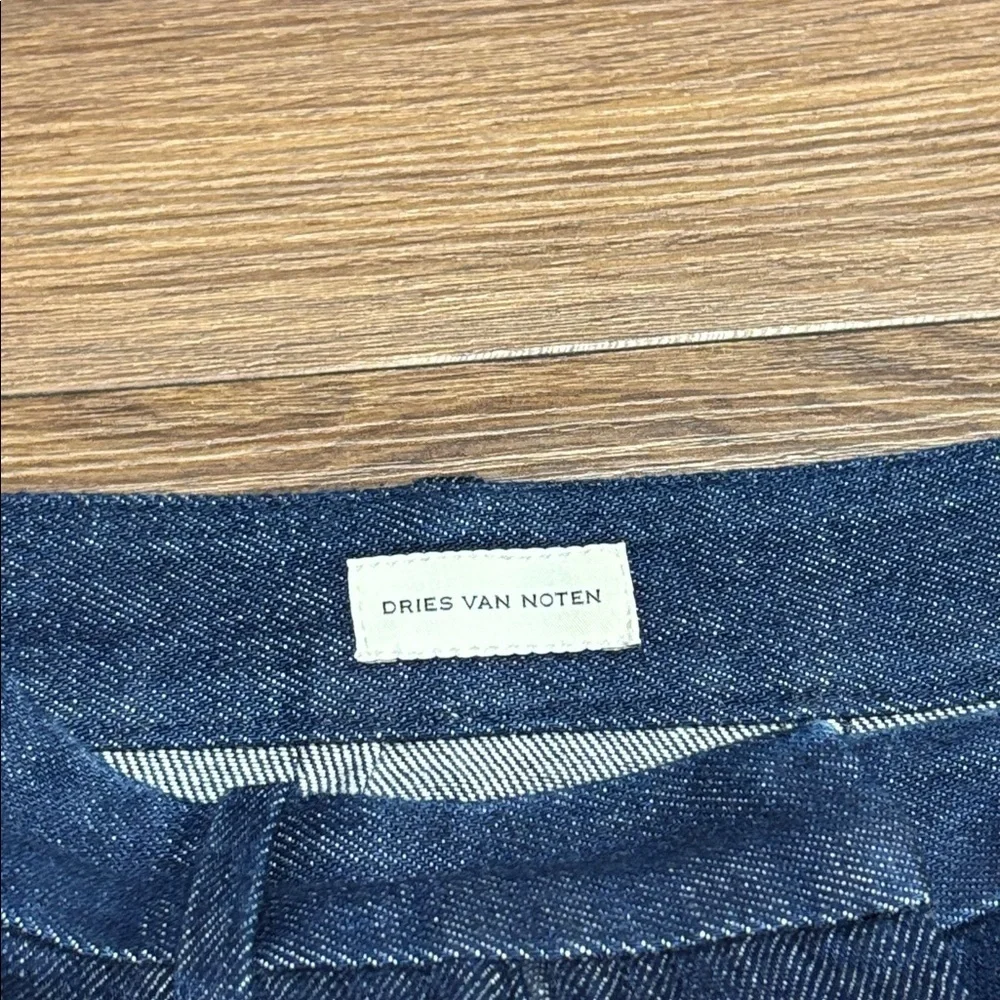 Dries Van Noten Denim Midi Skirt Blue Structured Designer Piece